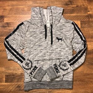 PINK sequined zip up sweatshirt